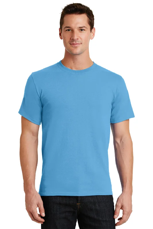 Men’s short-sleeve ooze polos-Port & Company Mens Essential Short Sleeve Crewneck T-Shirt - Aquatic Blue