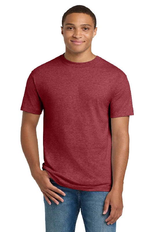 Men’s short-sleeve rush tees-Hanes Mens Beefy-T Short Sleeve Crewneck T-Shirt - Heather Red