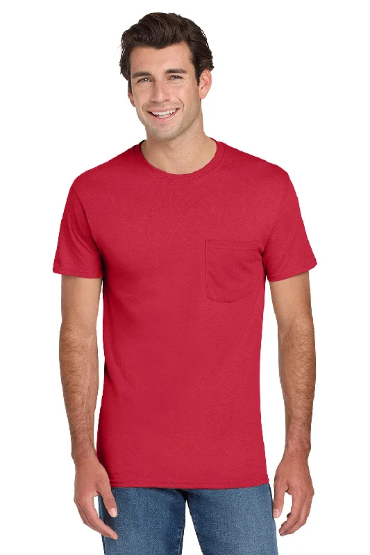 Men’s short-sleeve sift tops-Jerzees Mens Dri-Power Moisture Wicking Short Sleeve Crewneck T-Shirt w/ Pocket - True Red