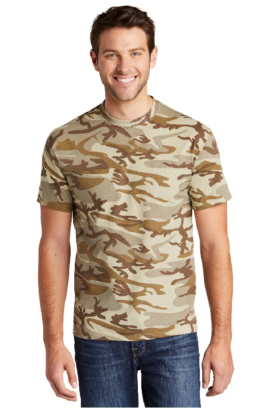 Men’s short-sleeve etch polos-Port & Company Mens Core Short Sleeve Crewneck T-Shirt - Desert Camo