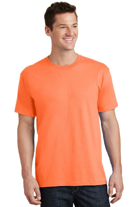 Men’s short-sleeve verve shirts-Port & Company Mens Core Short Sleeve Crewneck T-Shirt - Neon Orange