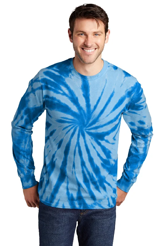 Men’s short-sleeve fizz tees-Port & Company Mens Tie-Dye Long Sleeve Crewneck T-Shirt - Royal Blue