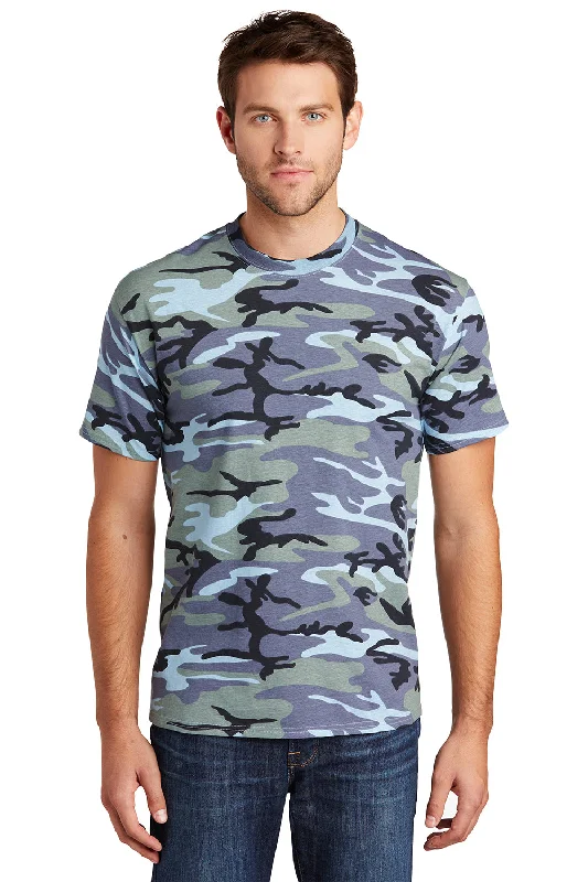 Men’s short-sleeve vox polos-Port & Company Mens Core Short Sleeve Crewneck T-Shirt - Woodland Blue Camo