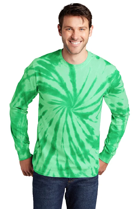 Men’s short-sleeve bunt tees-Port & Company Mens Tie-Dye Long Sleeve Crewneck T-Shirt - Kelly Green