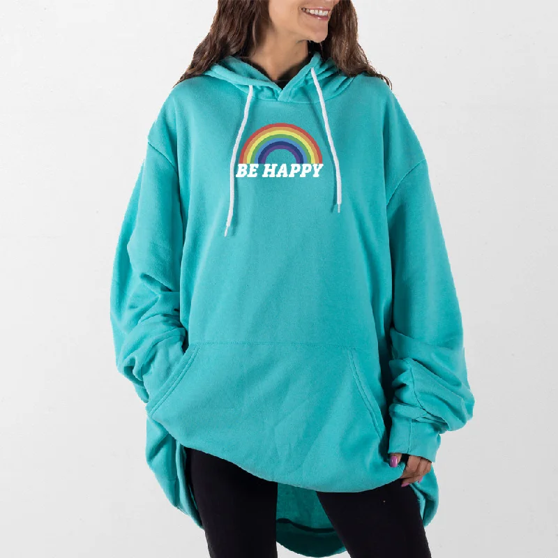 mens hoodie with sleek fit-Be Happy Giant Hoodie