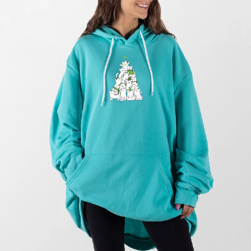 mens hoodie for on-the-go style-Cat Christmas Tree Giant Hoodie