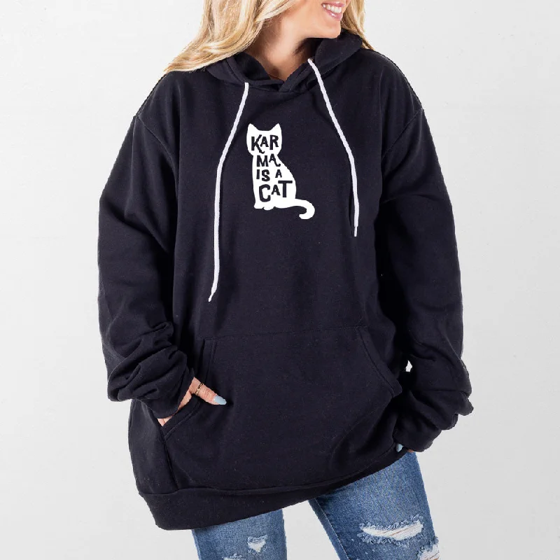 mens hoodie with performance blend fabric-Karma is a Cat Giant Hoodie