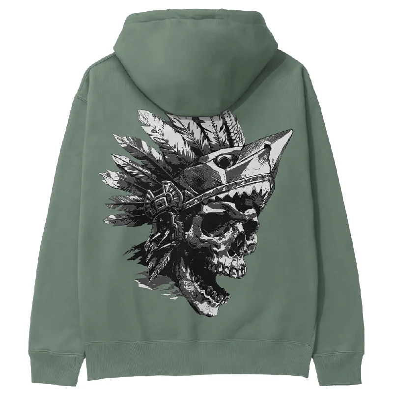 mens hoodie for warming up after workout-(New) Headdress Hoodie - Sage