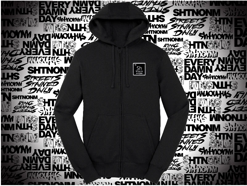 mens hoodie for stylish workouts-SHTNONM - ELEMENT PATCH FULL ZIP UP HOODIE