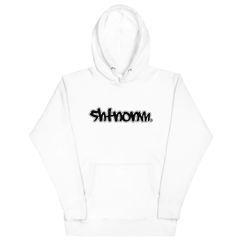 mens hoodie with hidden pockets-SHTNONM - Graffiti Hoodie (Black/White Logo)