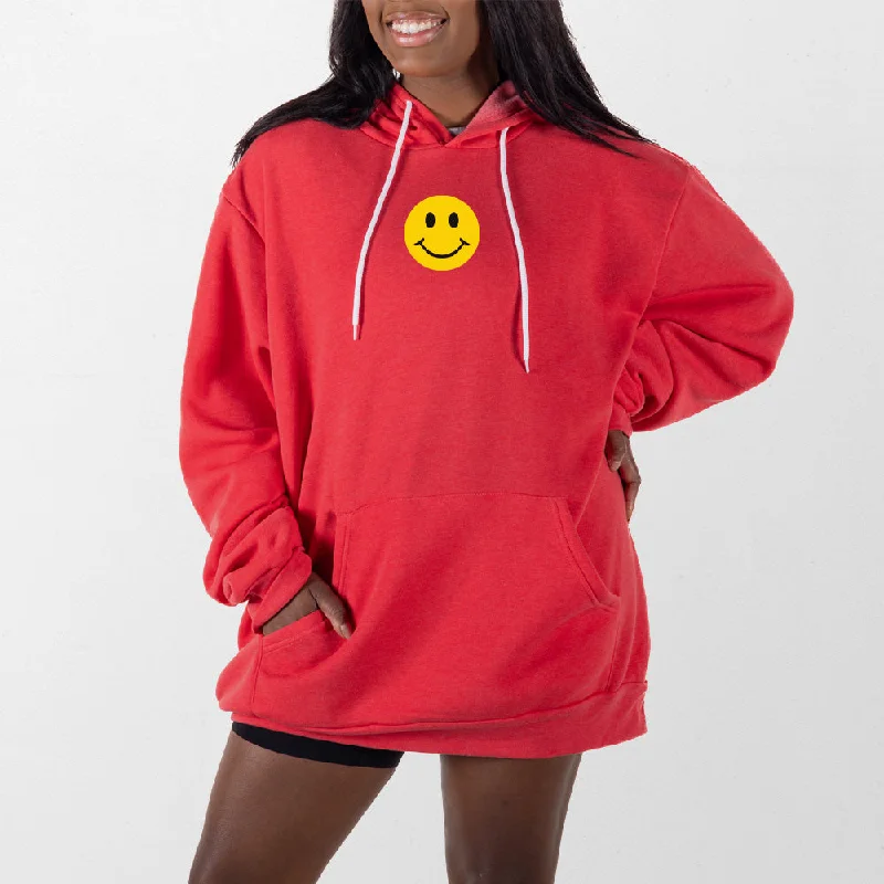 mens hoodie with front and back prints-Smiley Giant Hoodie