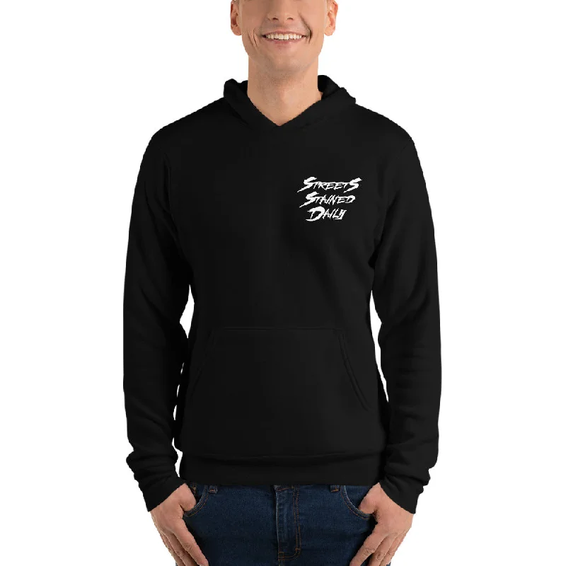 mens hoodie with functional design elements-Streets Stained Daily Hoodie