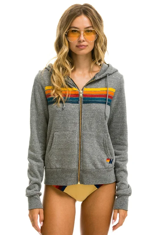 mens hoodie with high-tech fabric-5 STRIPE HOODIE - HEATHER GREY