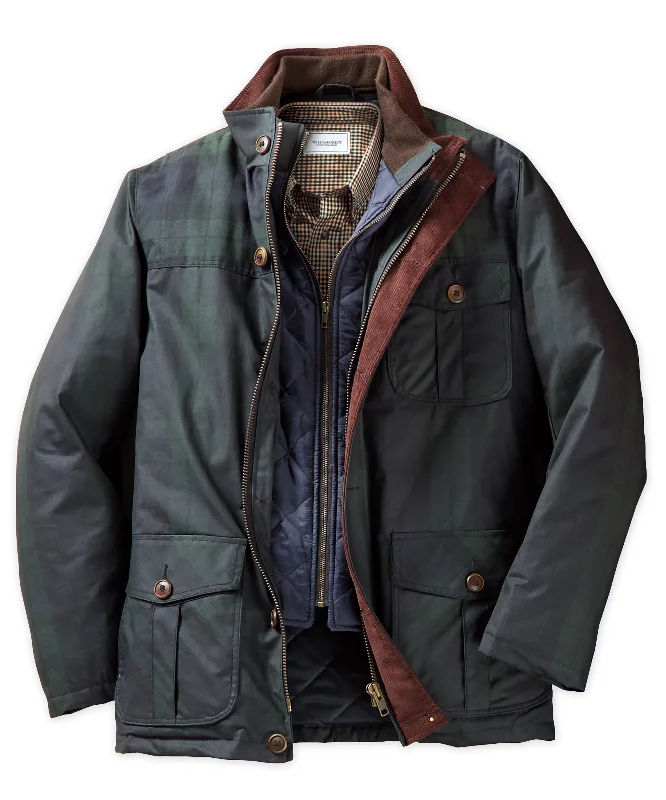 men's jackets with multi-layer fabric-Waxed Cotton Jacket with Removable Bib