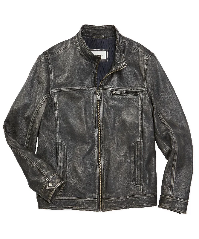 men's jackets for weekend getaways-Antiqued Lambskin Leather Jacket