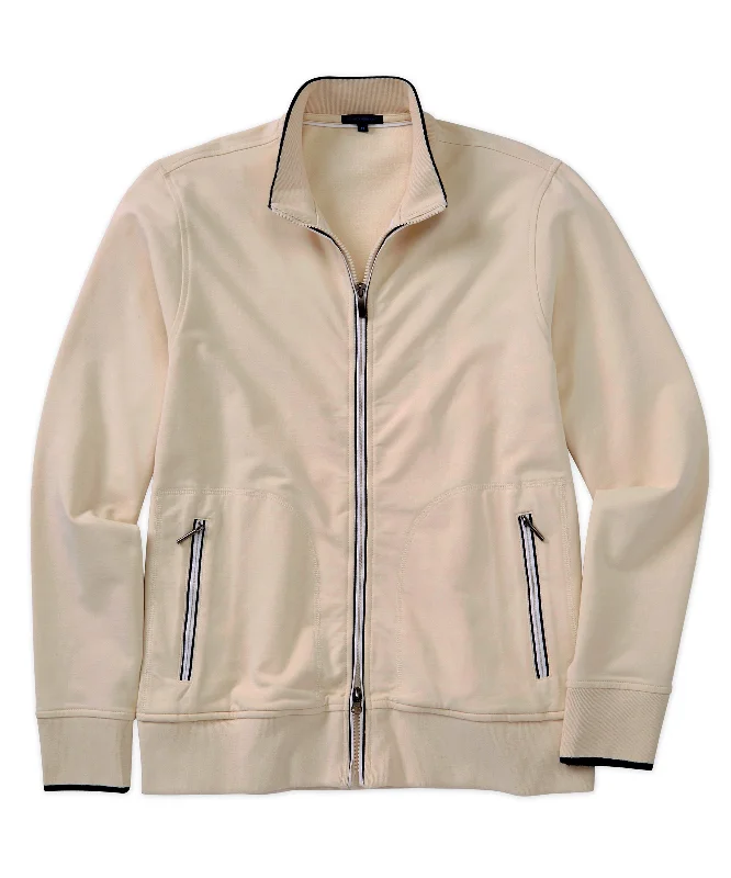 men's jackets with two-way zipper for ventilation-Pima Fleece Zip-Front Jacket