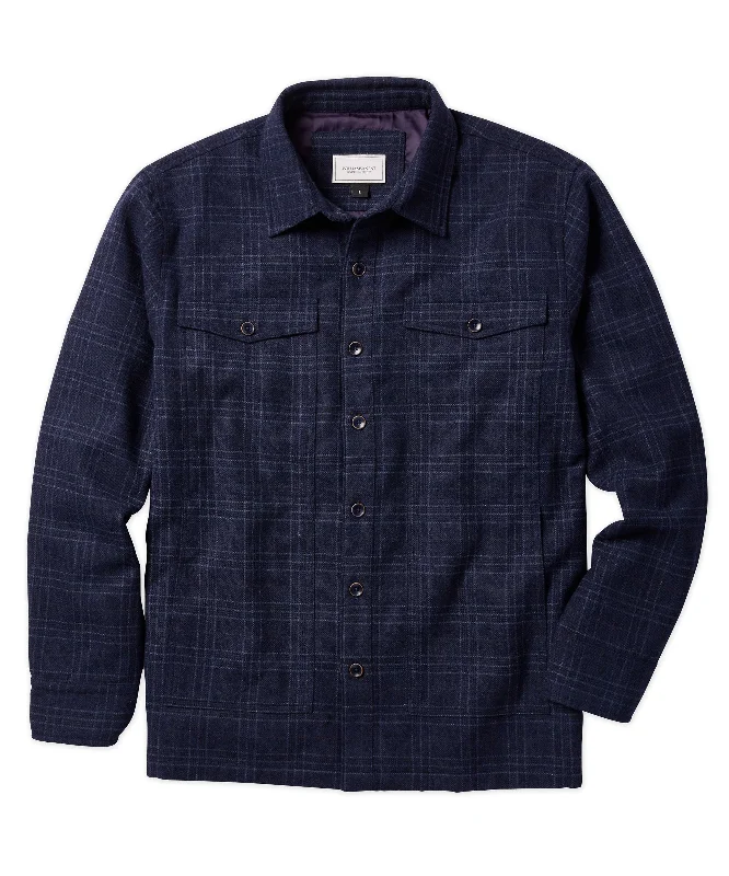 Men’s short-sleeve lurk shirts-Windowpane Plaid Overshirt