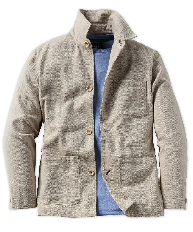 men's jackets with high-end insulation-Cotton-Blend Herringbone Chord Summer Jacket