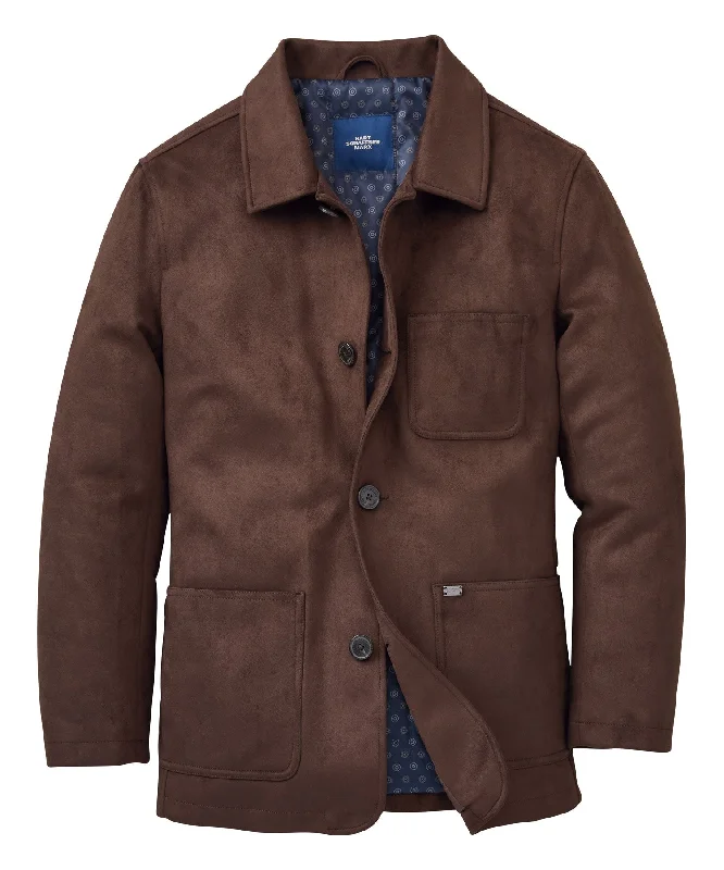 men's jackets with high-tech insulation-Faux Suede Chore Jacket