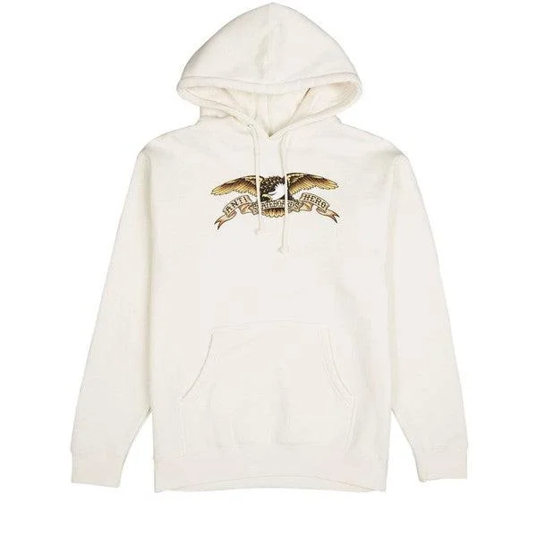 mens hoodie for walking comfort-Anti Hero Skateboards Classic Eagle Hoody Bone - Off White