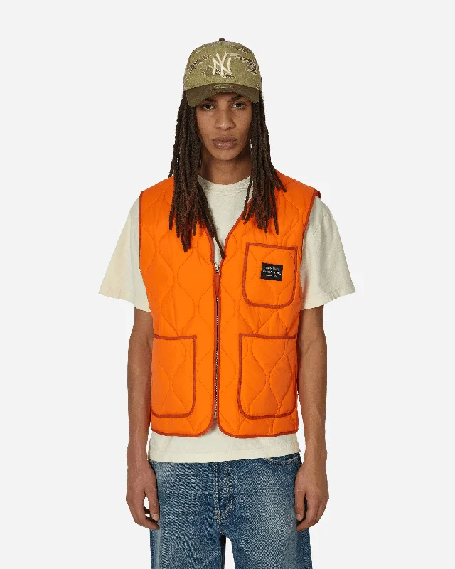 men's jackets with removable sleeves-Quilted Nylon Shell Vest Orange