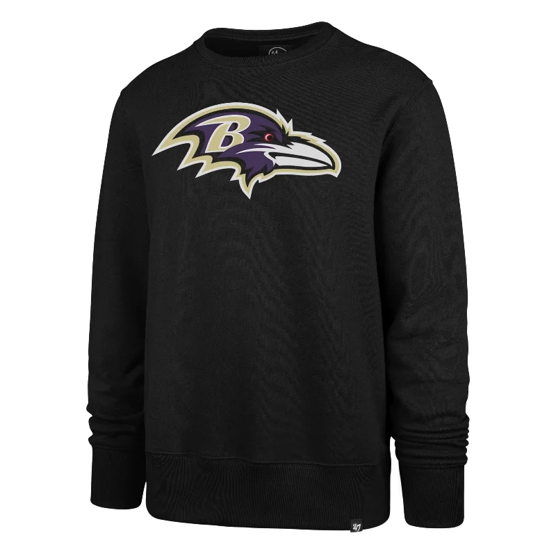 mens hoodie for layering in cold weather-BALTIMORE RAVENS IMPRINT '47 HEADLINE CREW