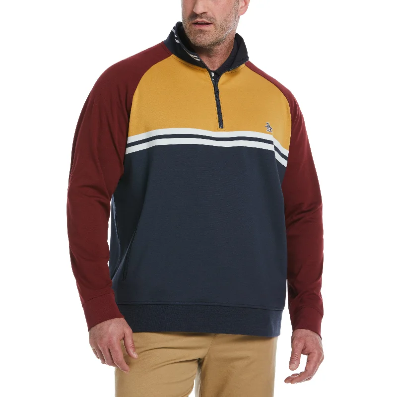 men's jackets with zip-off collar-Big & Tall 1/4 Zip Color Block Jacket