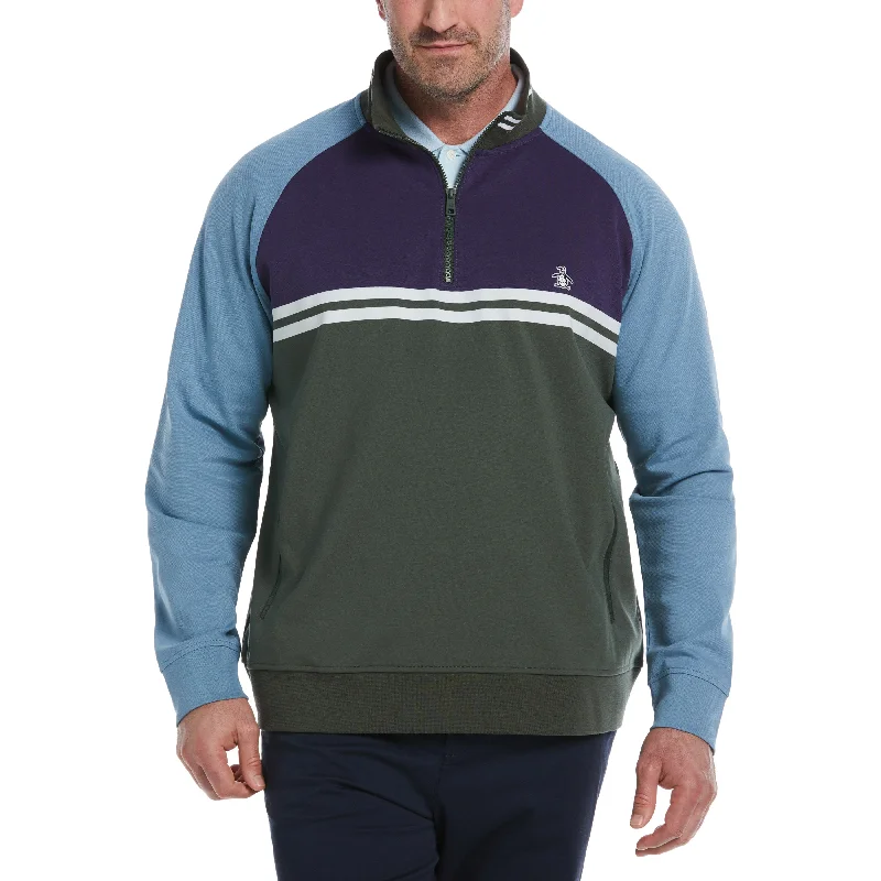 men's jackets with deep side pockets-Big & Tall 1/4 Zip Color Block Jacket