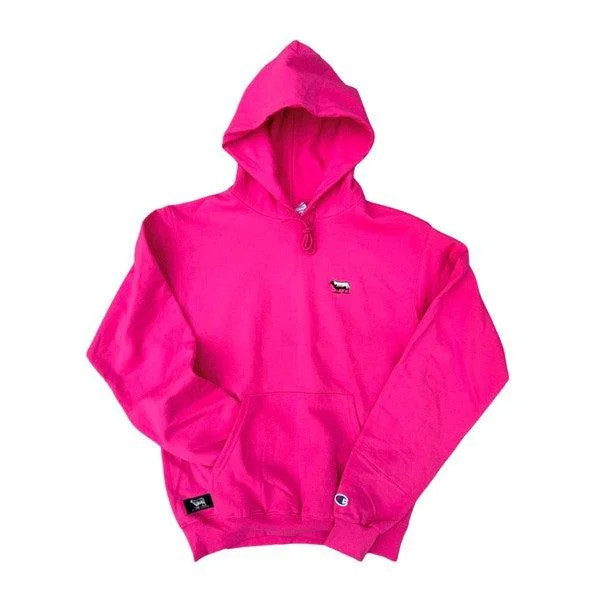 mens hoodie with durable fabric-Black Sheep Champion Pullover Hoody Hot Pink