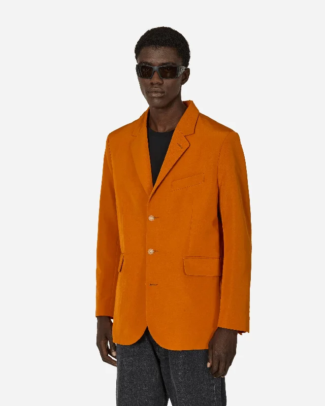 men's jackets with eco-friendly material-Ginger Faille Single-Breasted Suit Jacket Orange