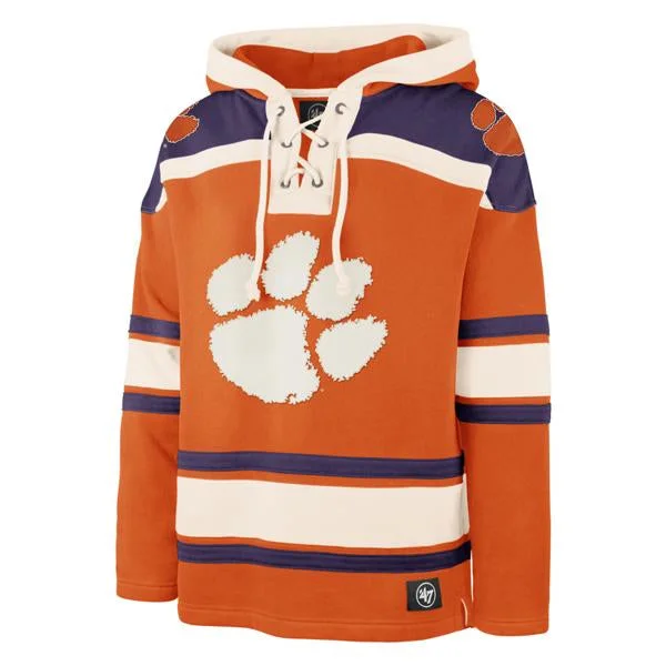 mens hoodie with quilted look-CLEMSON TIGERS SUPERIOR '47 LACER HOOD