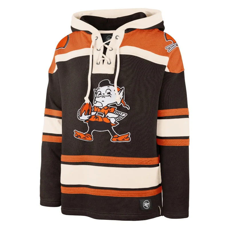 mens hoodie with functional design elements-CLEVELAND BROWNS HISTORIC SUPERIOR '47 LACER HOOD