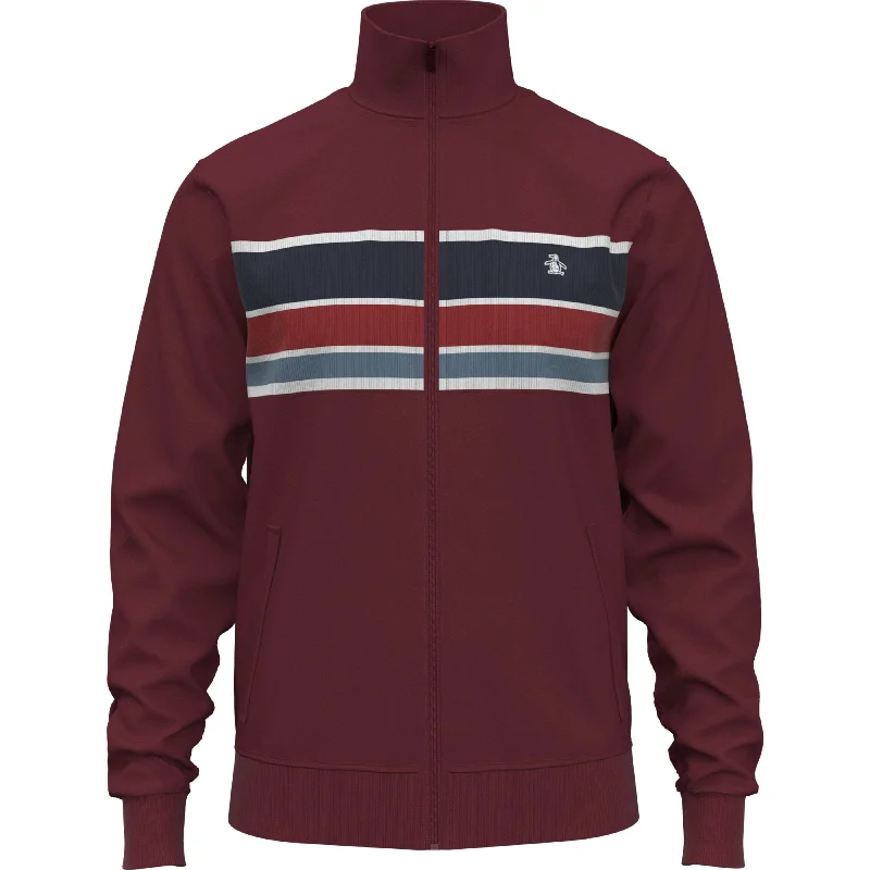 men's jackets with reinforced fabric panels-Color Block Stripe Track Jacket