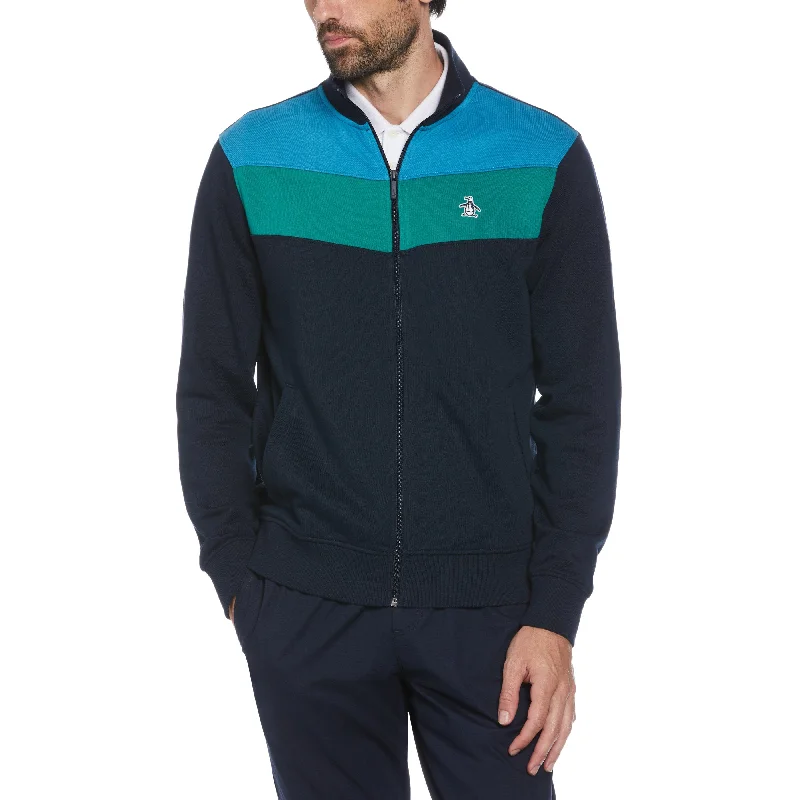 men's jackets for short winter trips-Colorblock Fleece Track Jacket