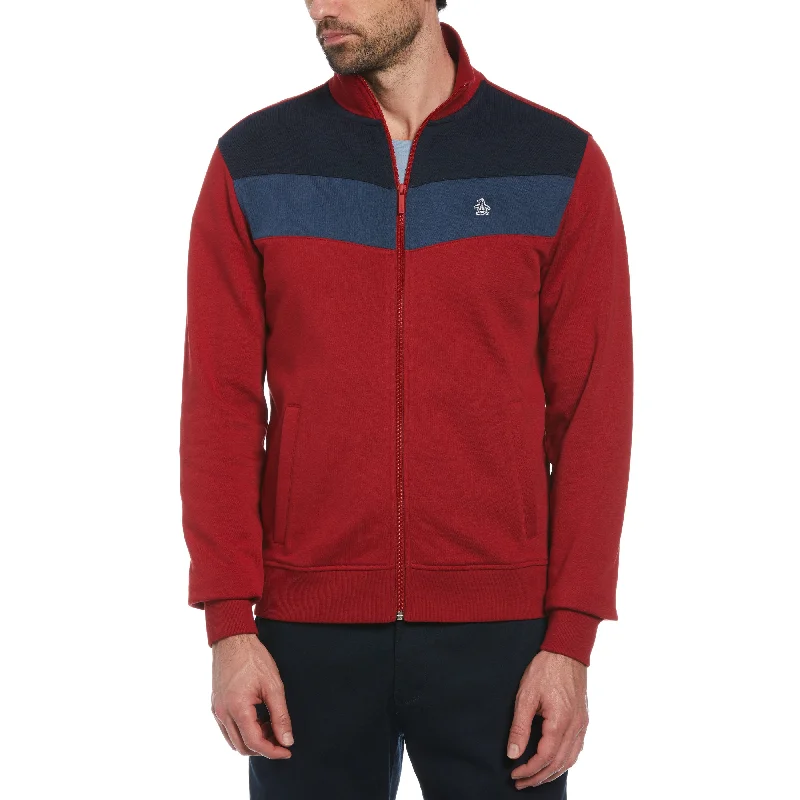 men's jackets for seasonal transitions-Colorblock Fleece Track Jacket