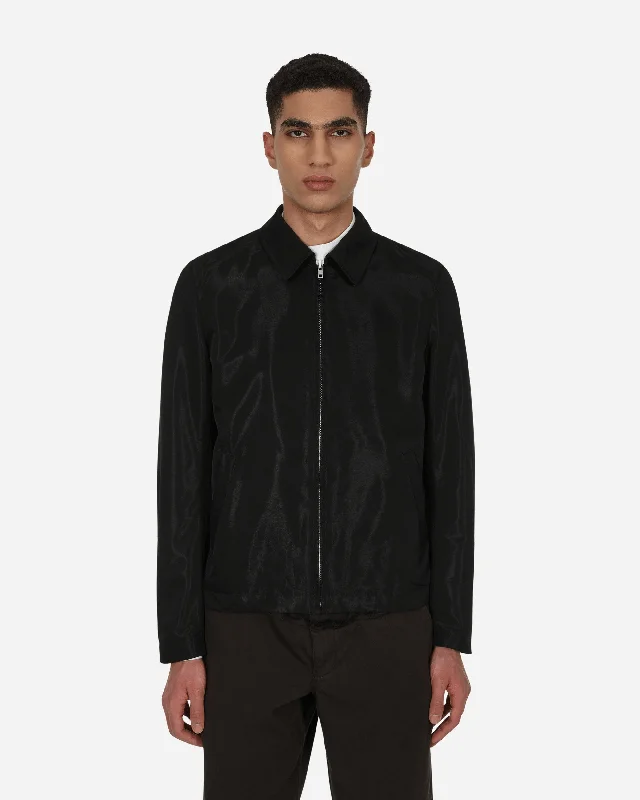 men's jackets with slim-cut style-Velvet Zip Jacket Black