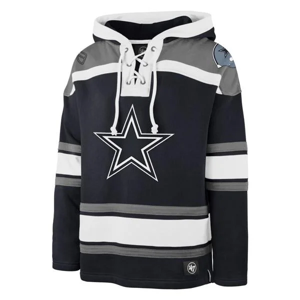 mens hoodie for warming up after workout-DALLAS COWBOYS SUPERIOR '47 LACER HOOD