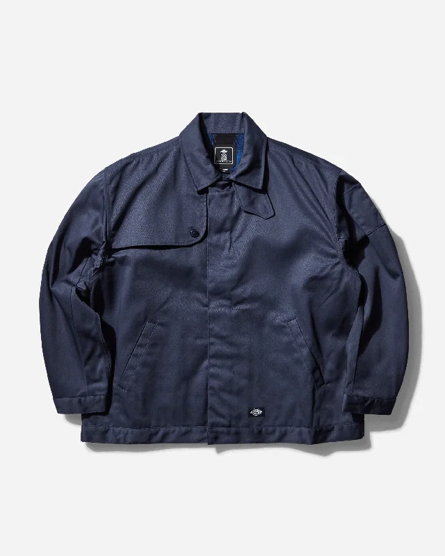 men's jackets with breathable stretch fabric-TDC Oversized Fit Lined Eisenhower Jacket Navy