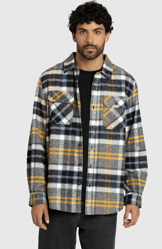 Men’s short-sleeve yank tops-Dijon Melange Plaid Overshirt