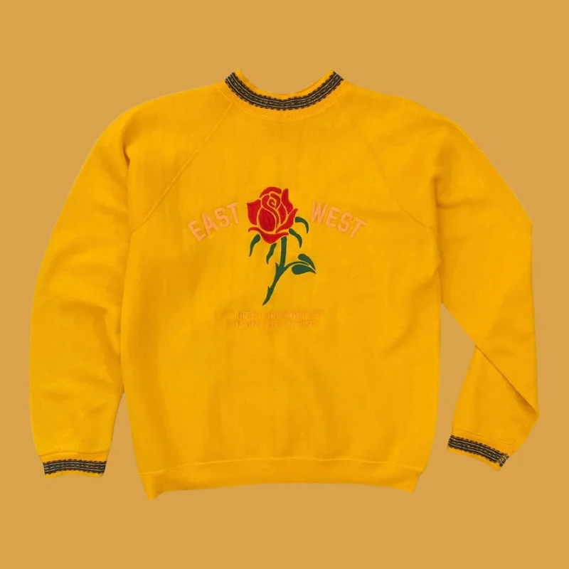 mens hoodie with dynamic street look-East West Rose Sweatshirt #7.9 Mustard M