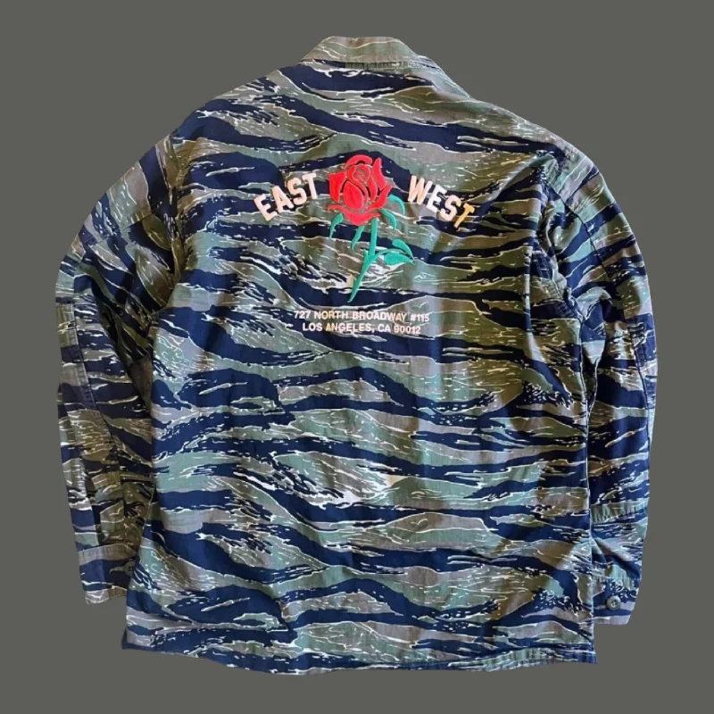 mens hoodie for sunny days out-East West Rose Jacket #8.30 Tiger Camo L/XL