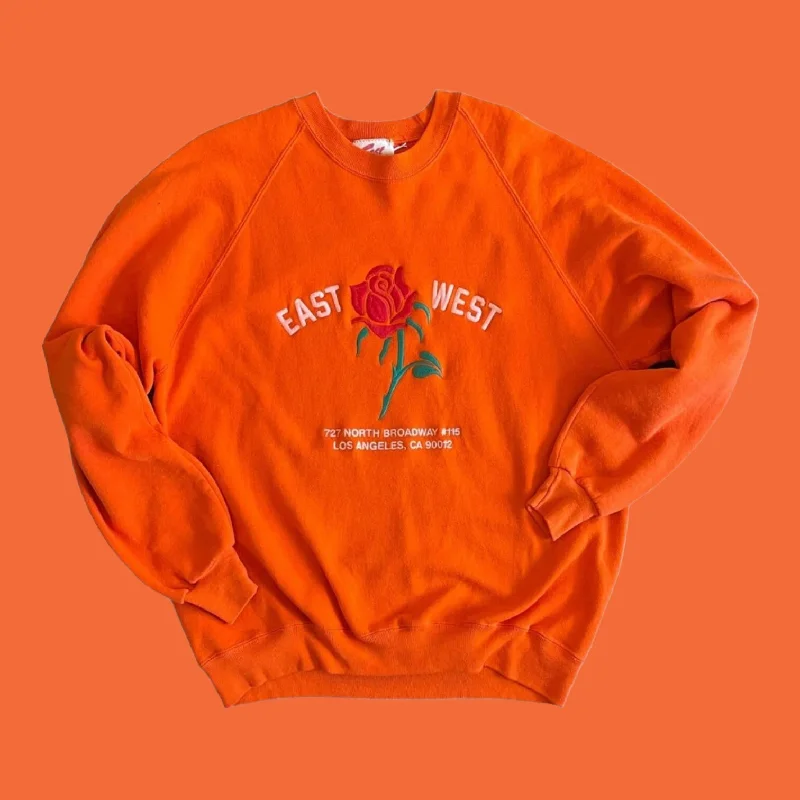 mens hoodie for post-workout recovery-East West Rose Sweatshirt #8.11 Orange 2XL