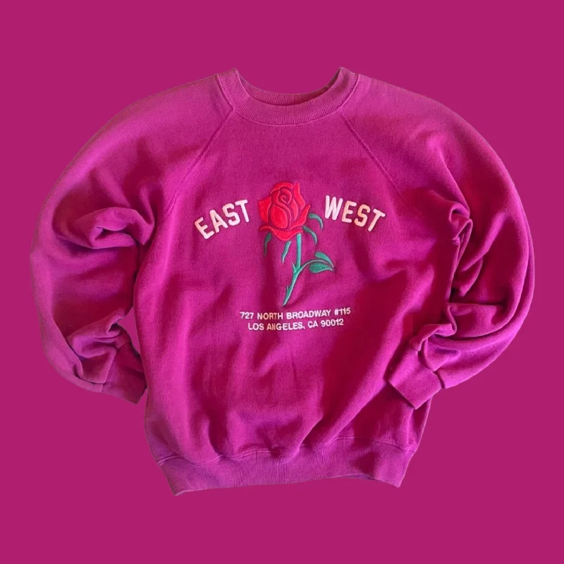 mens hoodie with breathable fabric design-East West Rose Sweatshirt #8.15 Fuchsia M