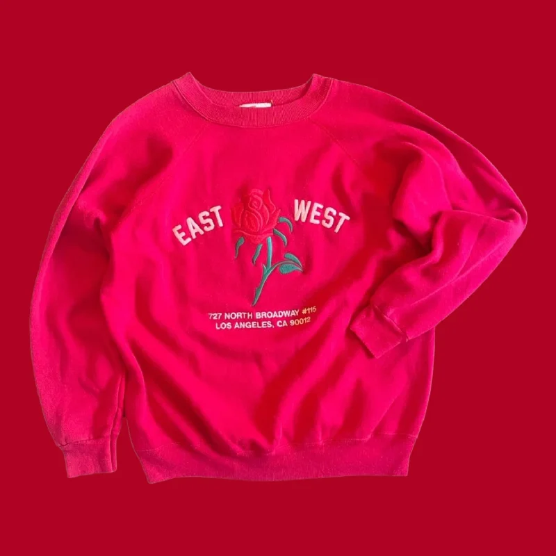 mens hoodie for fashionable comfort-East West Rose Sweatshirt #8.20 Red L