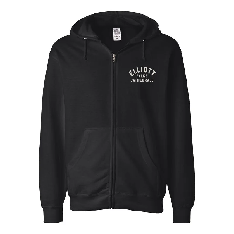 mens hoodie with minimalistic zip-Elliott "False Cathedrals" - Zipper Hooded Sweatshirt