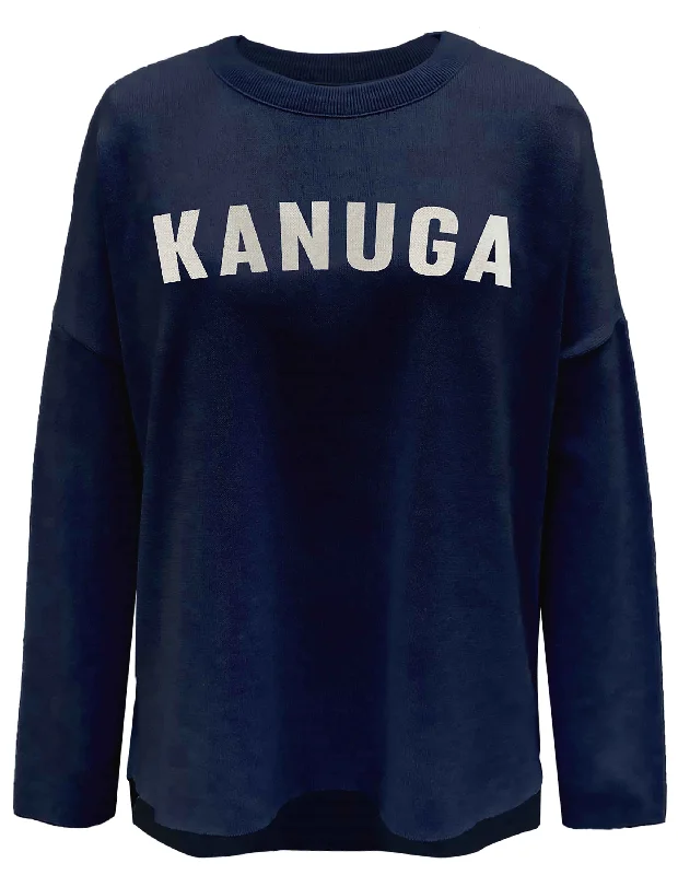 mens hoodie for evening strolls-Everyday Relaxed SWTR, Navy/Natural KANUGA, Small