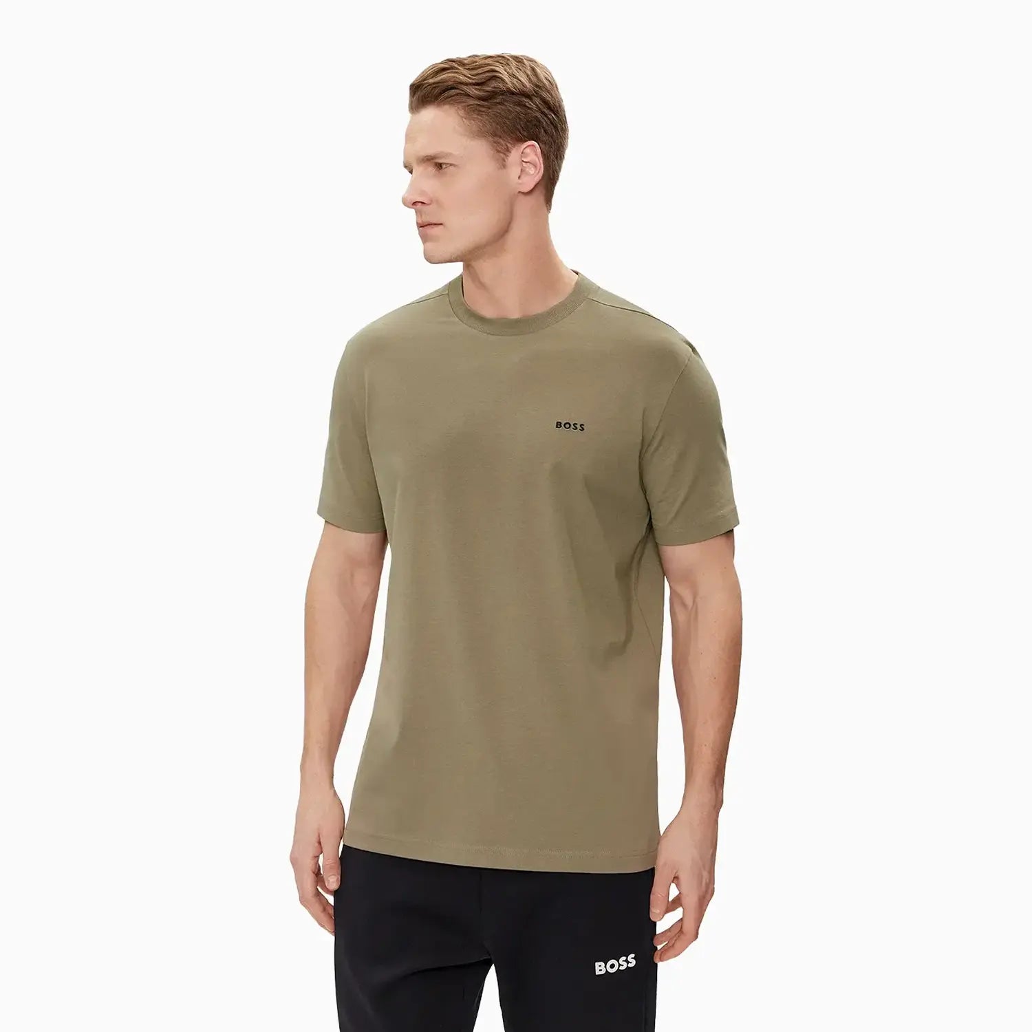 Men’s short-sleeve bamboo shirts-Men's Stretch Cotton Regular Fit T-Shirt With Contrast Logo