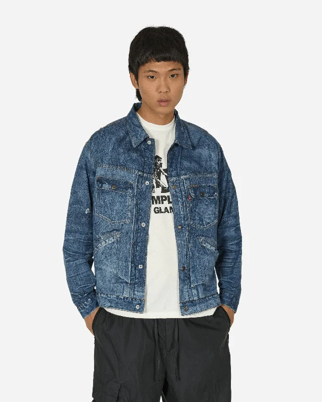 men's jackets with sleek urban style-Vintage Denim Transcription Trucker Jacket Indigo