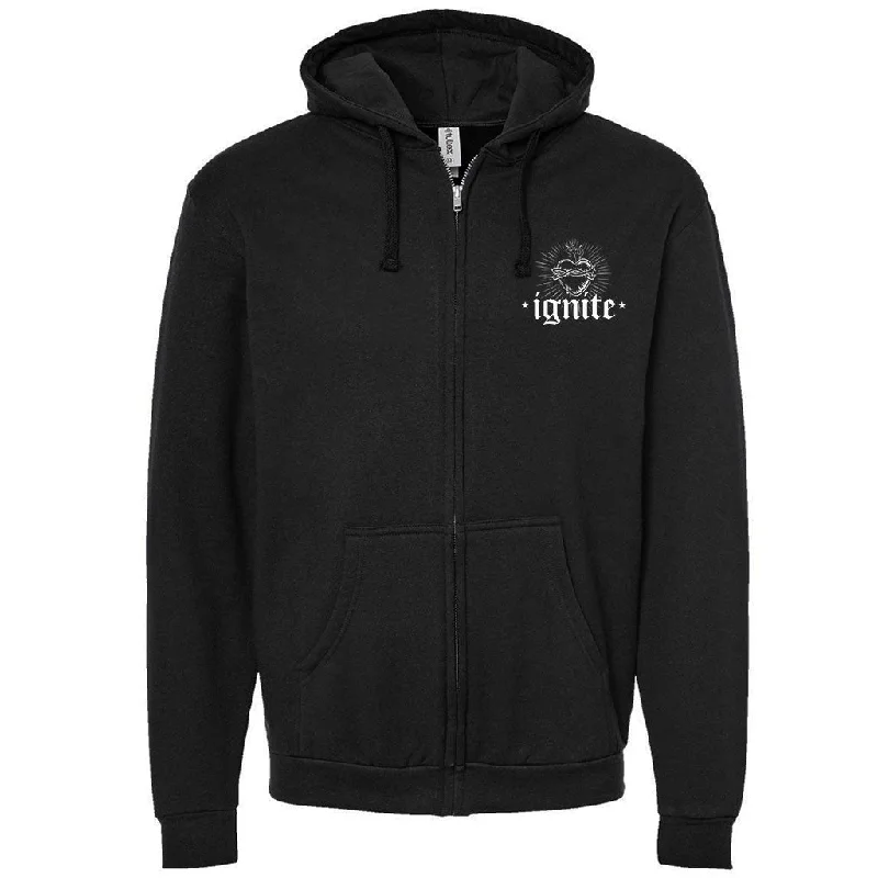 mens hoodie for fashion layering-Ignite "Sacred Heart" - Zipper Hooded Sweatshirt