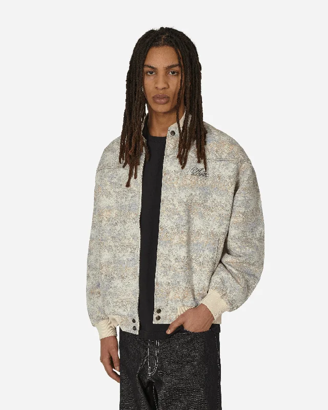 men's jackets with quilted outer layer-Hazy Jacquard Bomber Jacket Beige